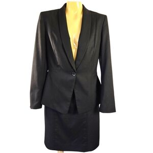 ALEX MARIE 2‎ Piece Skirt Suit Textured Structured Stitching Size 10 Black
